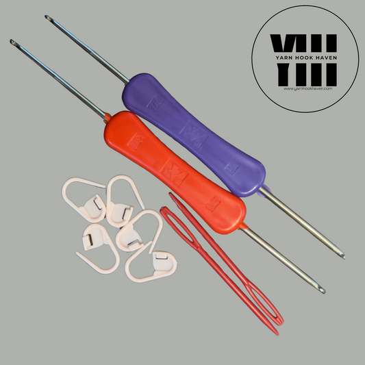 Crochet Double Hooks, Stitch Markers, Needles Set