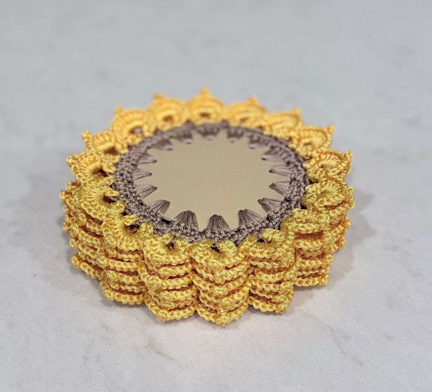 Crochet Flower Coaster (6 coaster/set) - Yellow and Green