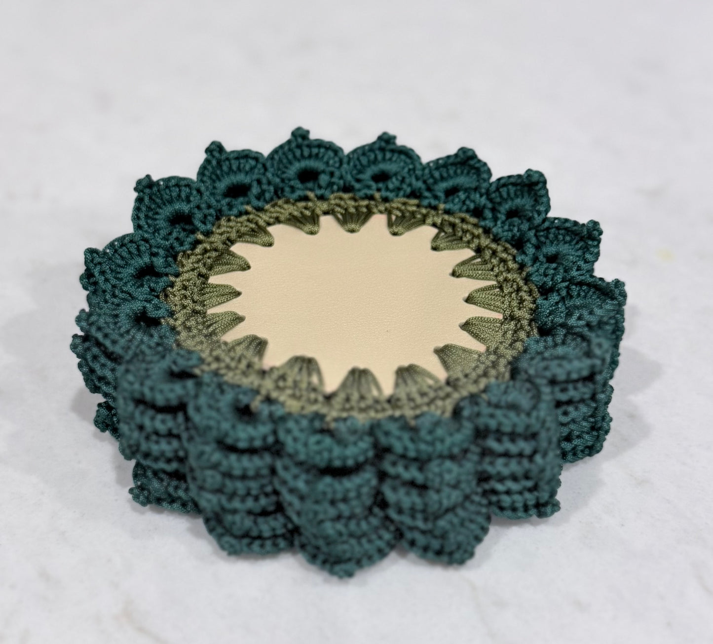 Crochet Flower Coaster (6 coaster/set) - Yellow and Green