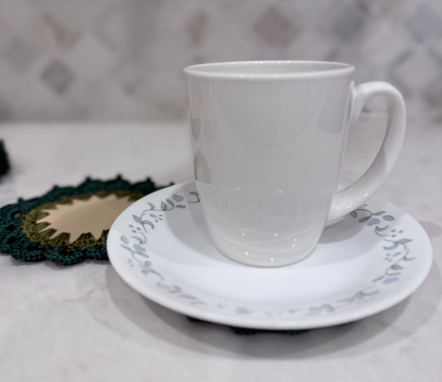 Crochet Flower Coaster (6 coaster/set) - Yellow and Green