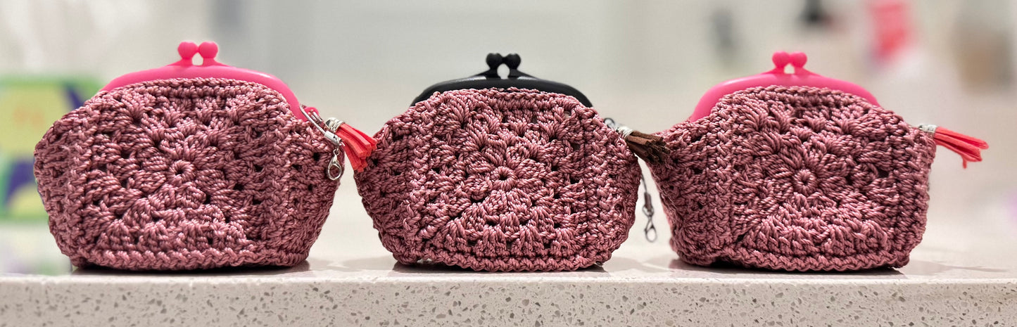 Crochet Granny Squares Kisslock Coin Purse
